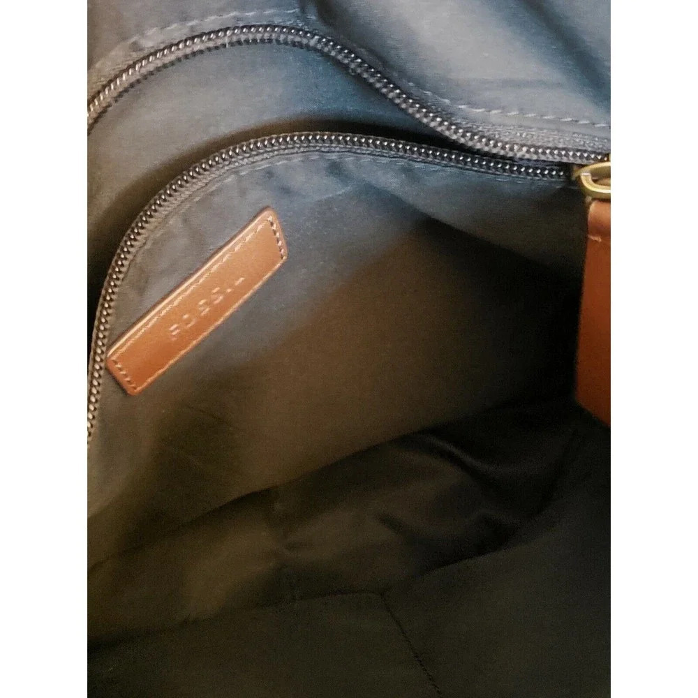 Fossil Evan Leather Commuter Crossbody Bag Black Brown Push Lock Closure 10x4" - Picture 10 of 10
